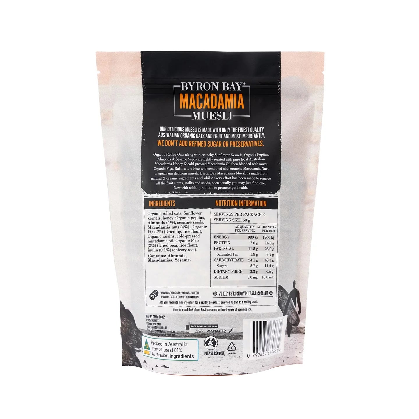 Byron Bay Macadamia Muesli
Muesli Almond Fig & Pear 900g
