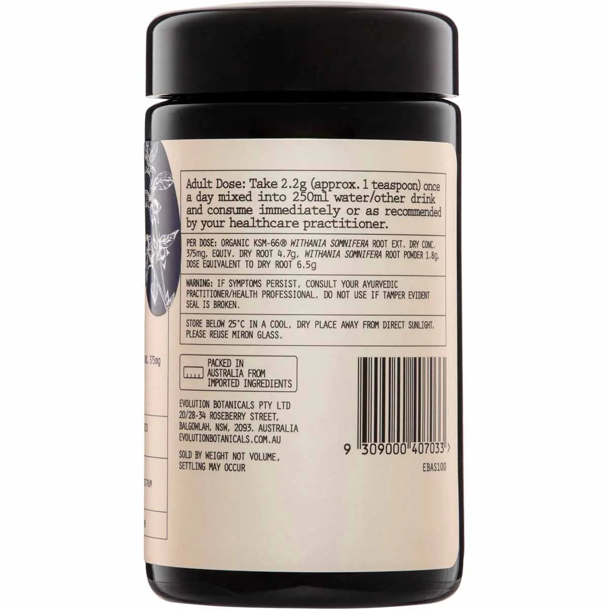 Ashwagandha Tonic Herbs back