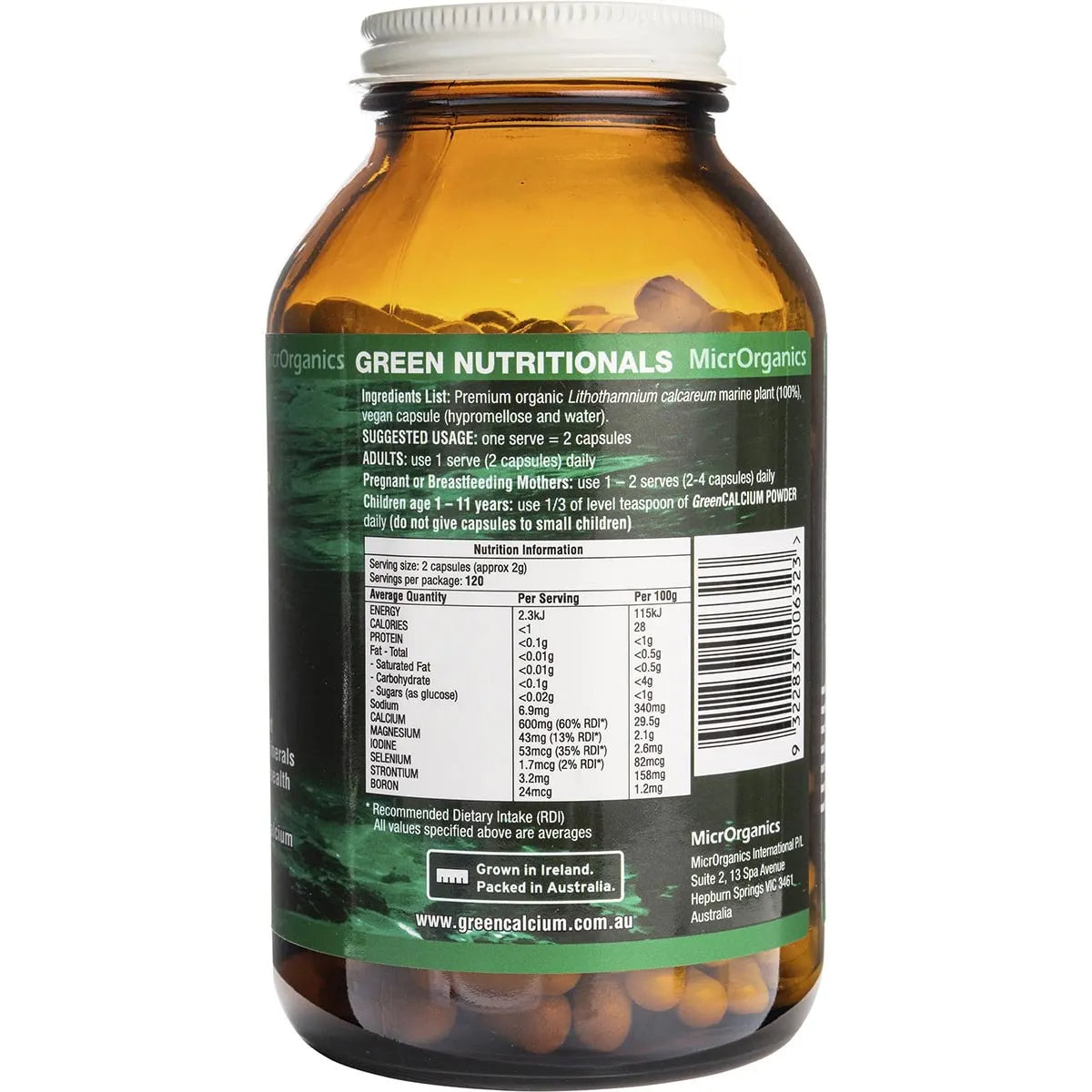 Green Nutritionals
Green Calcium Vegan Capsules 600mg 240 Caps