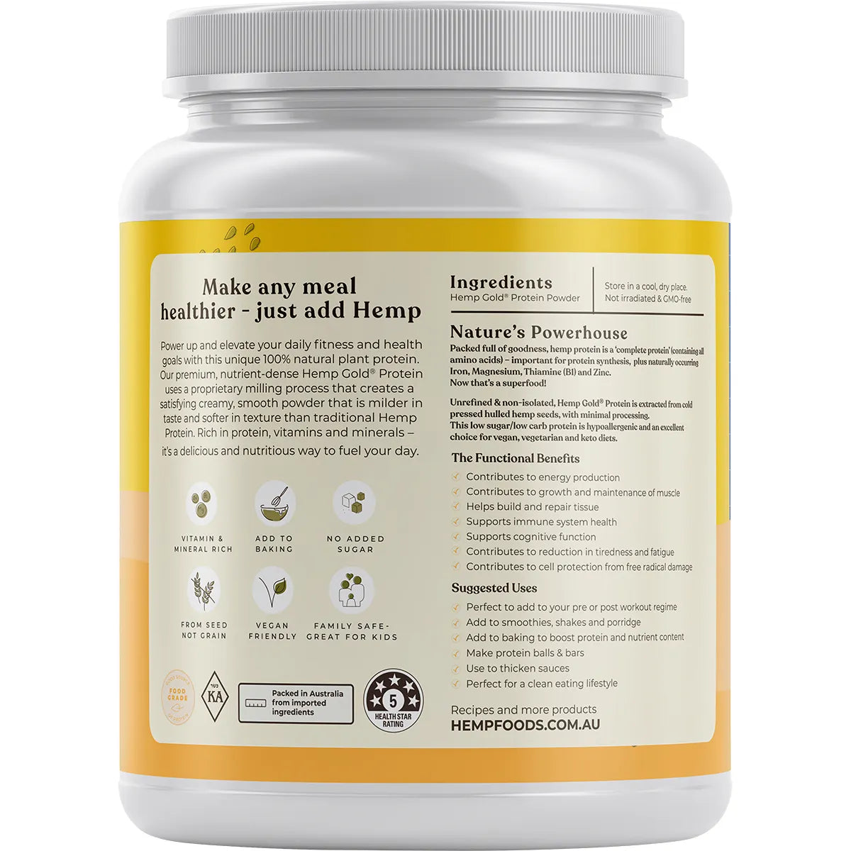 Hemp Foods Australia
Organic Hemp Gold Protein 1.5kg