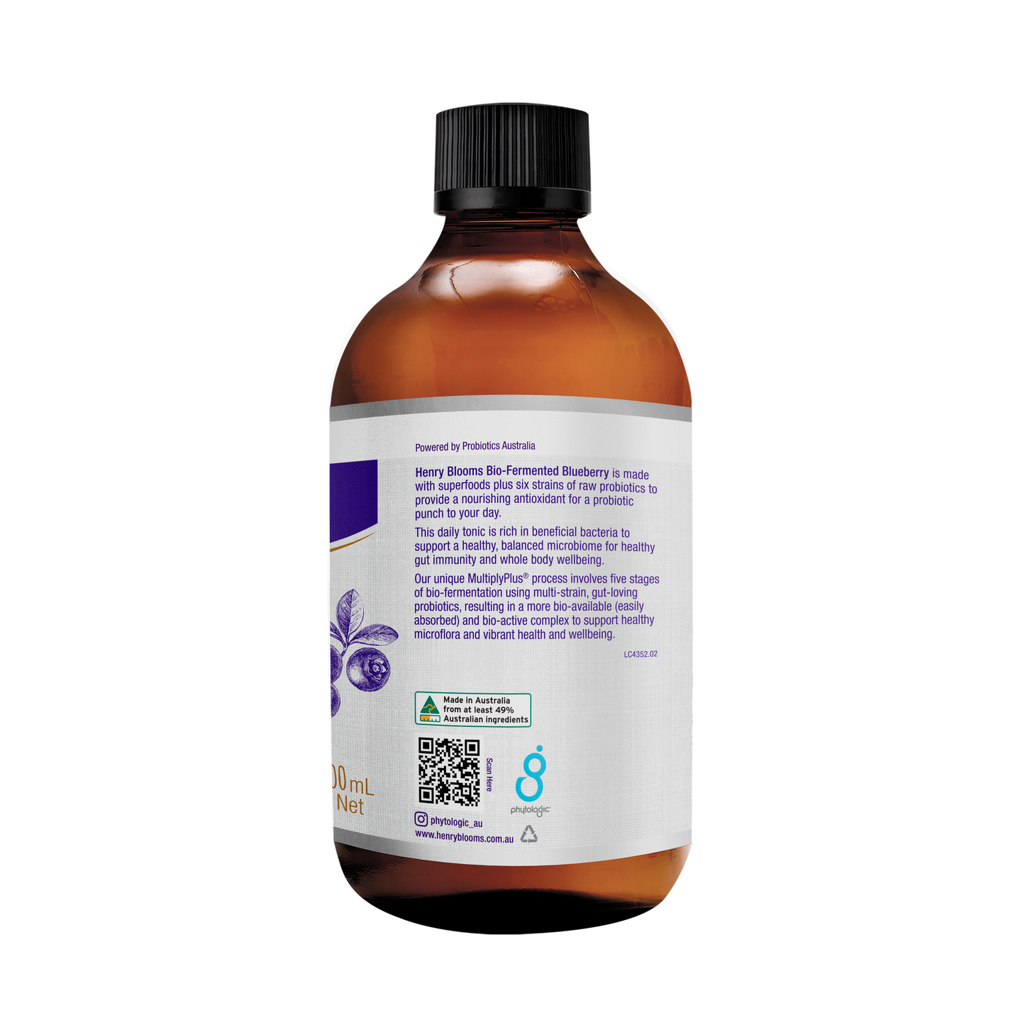 Bio-Fermented Blueberry Concentrate (with Papaya, Acai, Goji & Maqui) 500ml back
