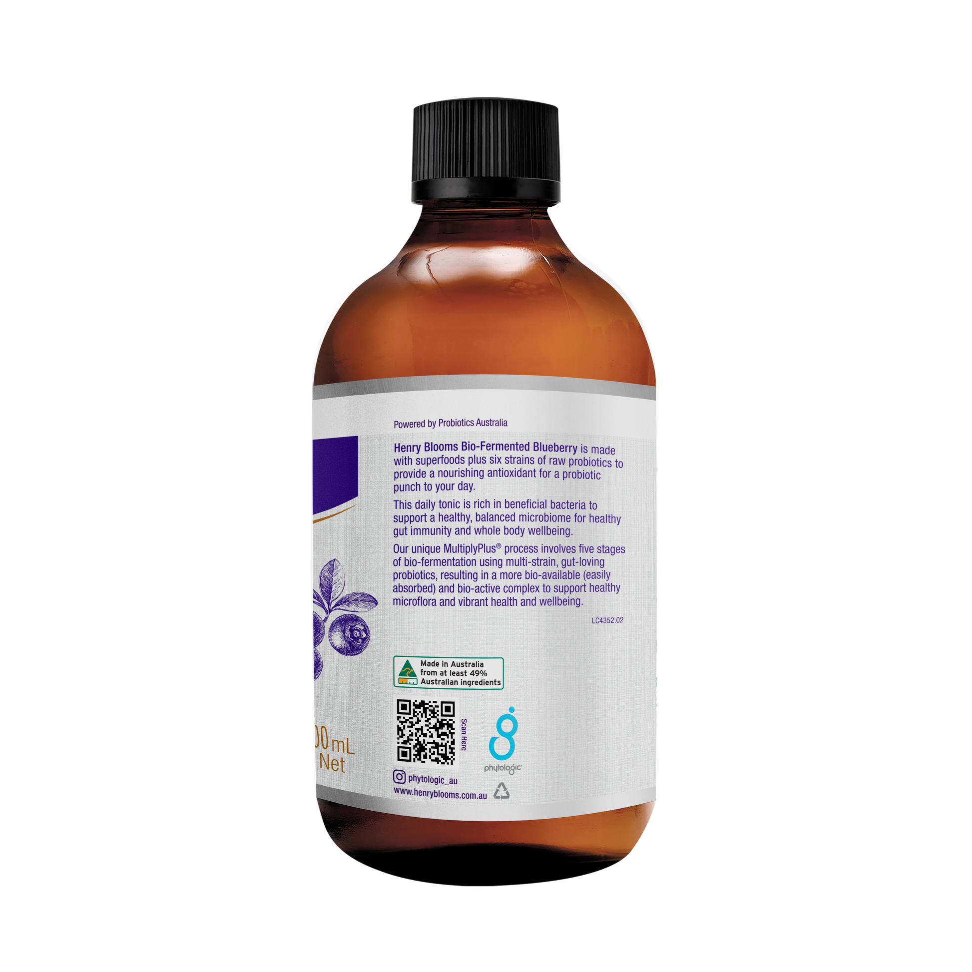 Bio-Fermented Blueberry Concentrate (with Papaya, Acai, Goji & Maqui) 500ml back