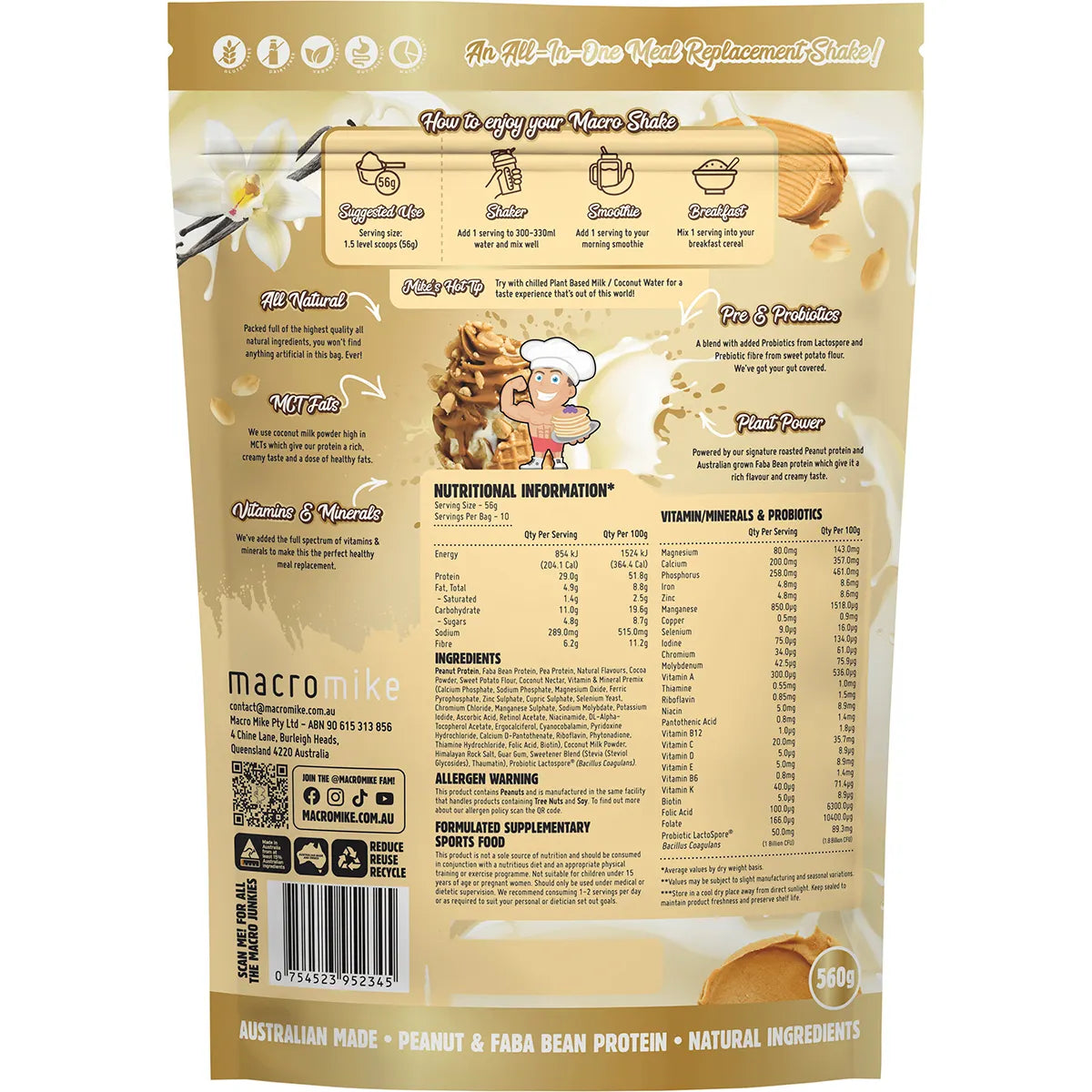The Macro Shake Meal Replacement PB Vanilla Ice Cream 560g