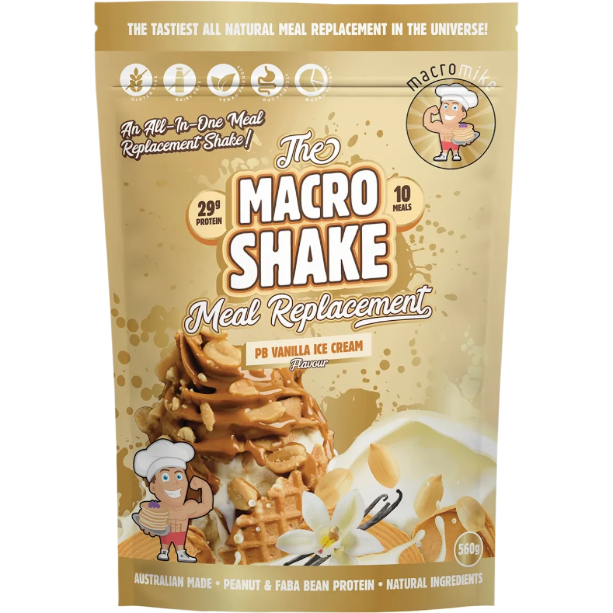 The Macro Shake Meal Replacement PB Vanilla Ice Cream 560g