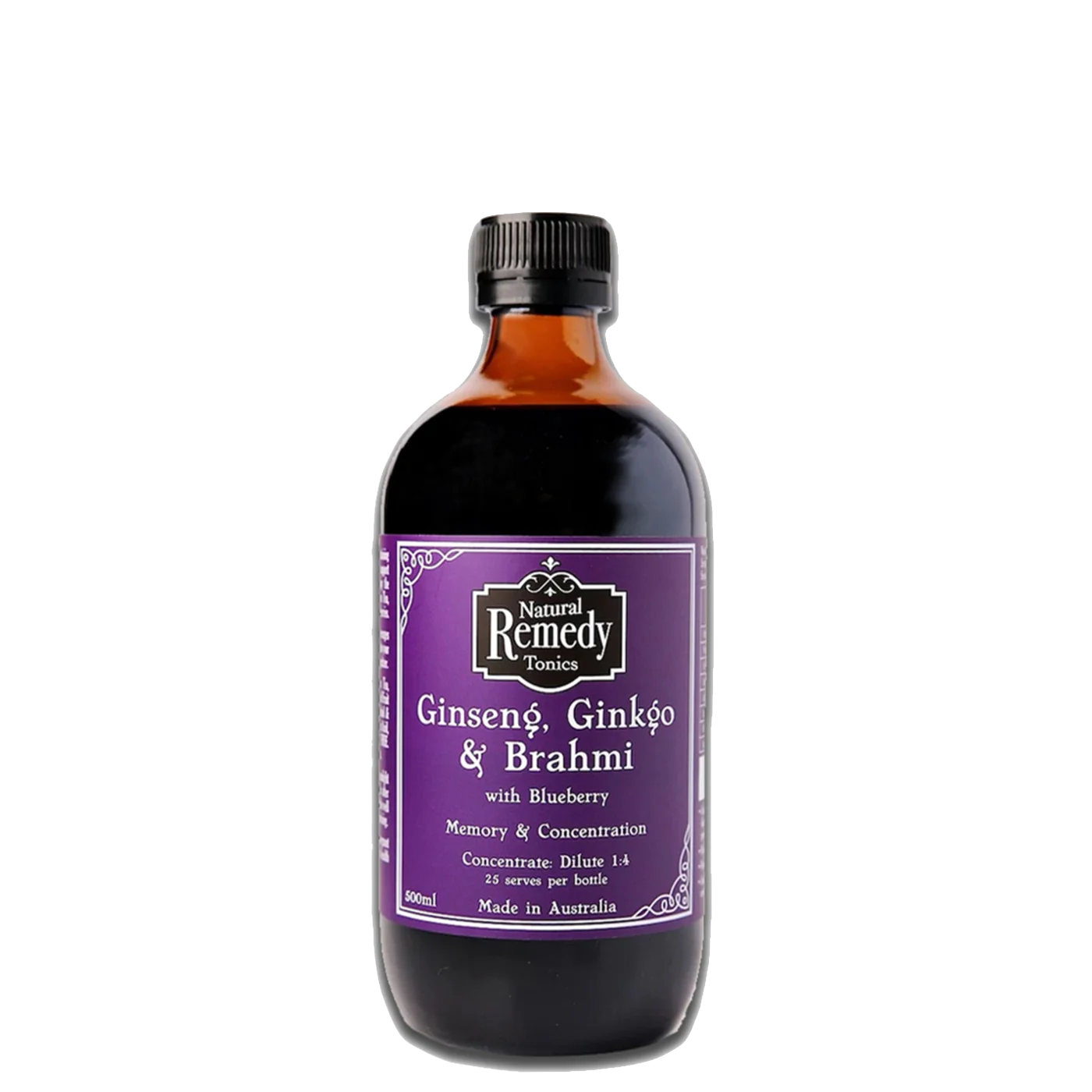 Natural Remedy Tonics Ginseng Ginkgo & Brahmi Concentrate 500ml
