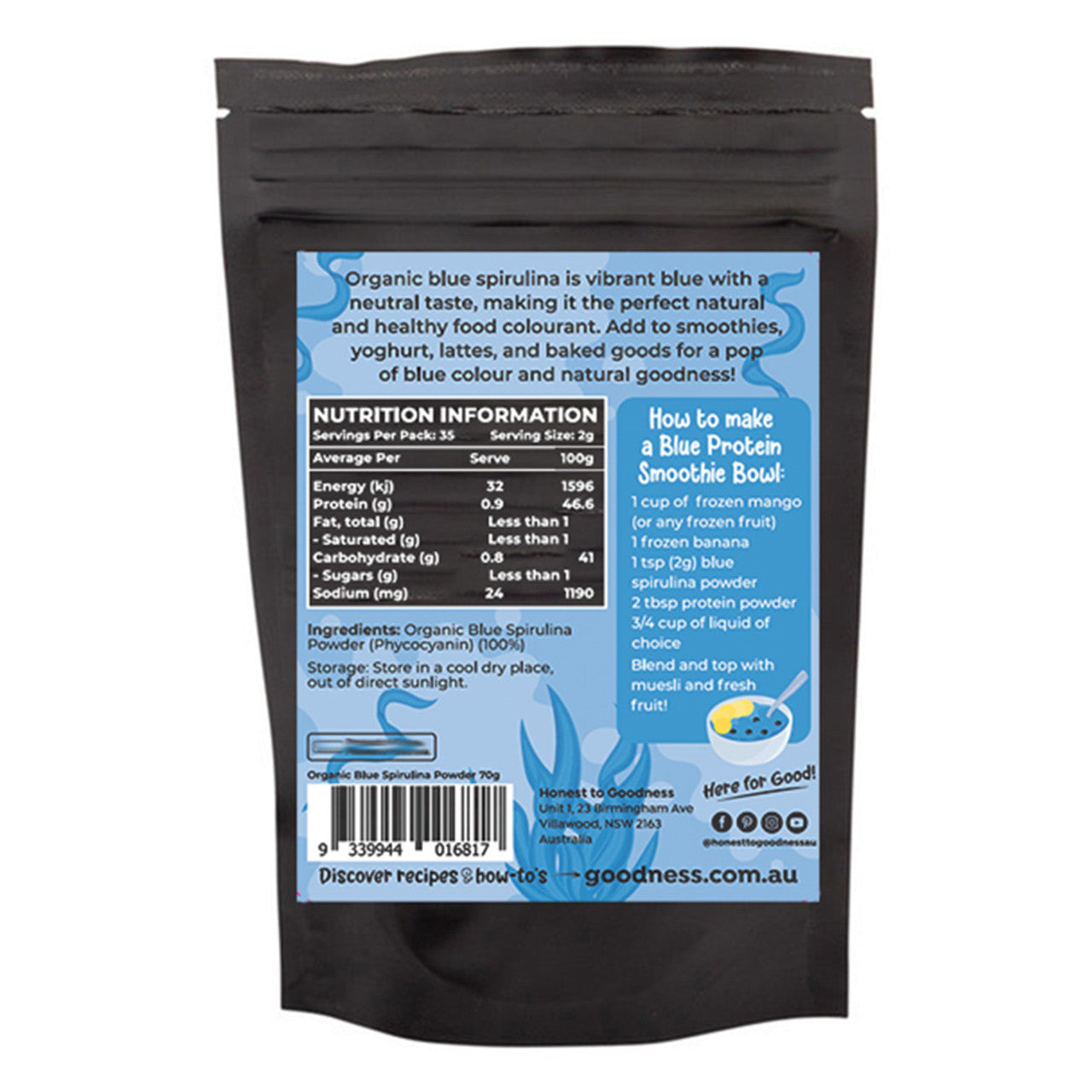 Organic Blue Spirulina Powder 70g
