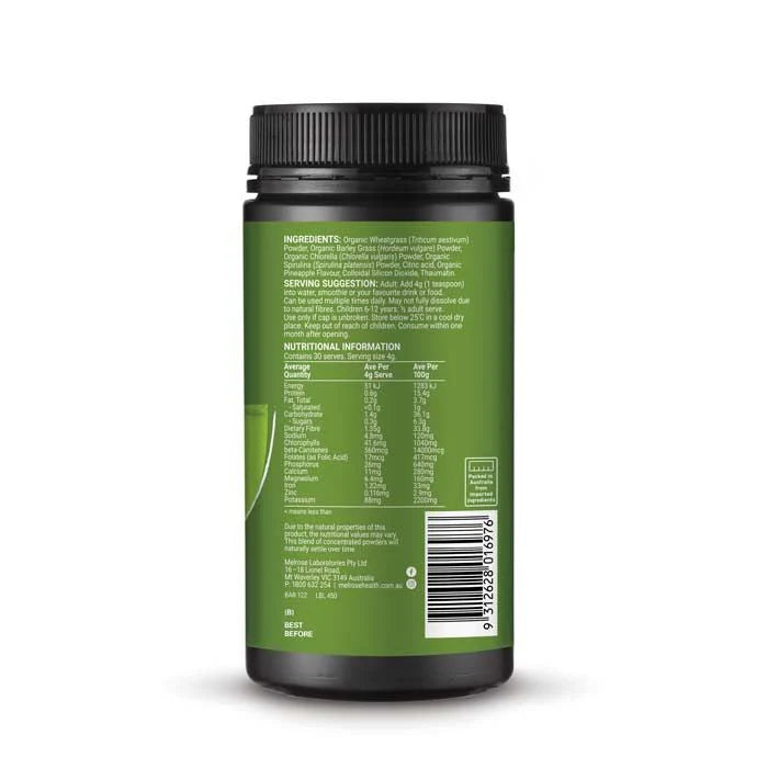 Organic Essential Greens Pineapple Powder 120g side