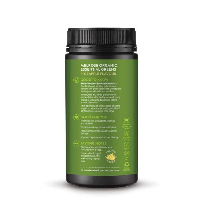 Organic Essential Greens Pineapple Powder 120g back