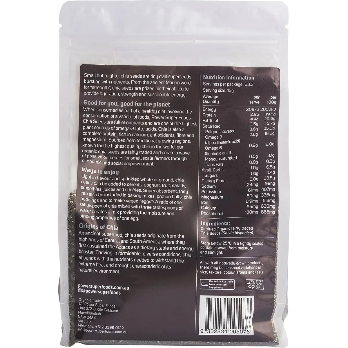 Chia Seeds Certified Organic 950g2