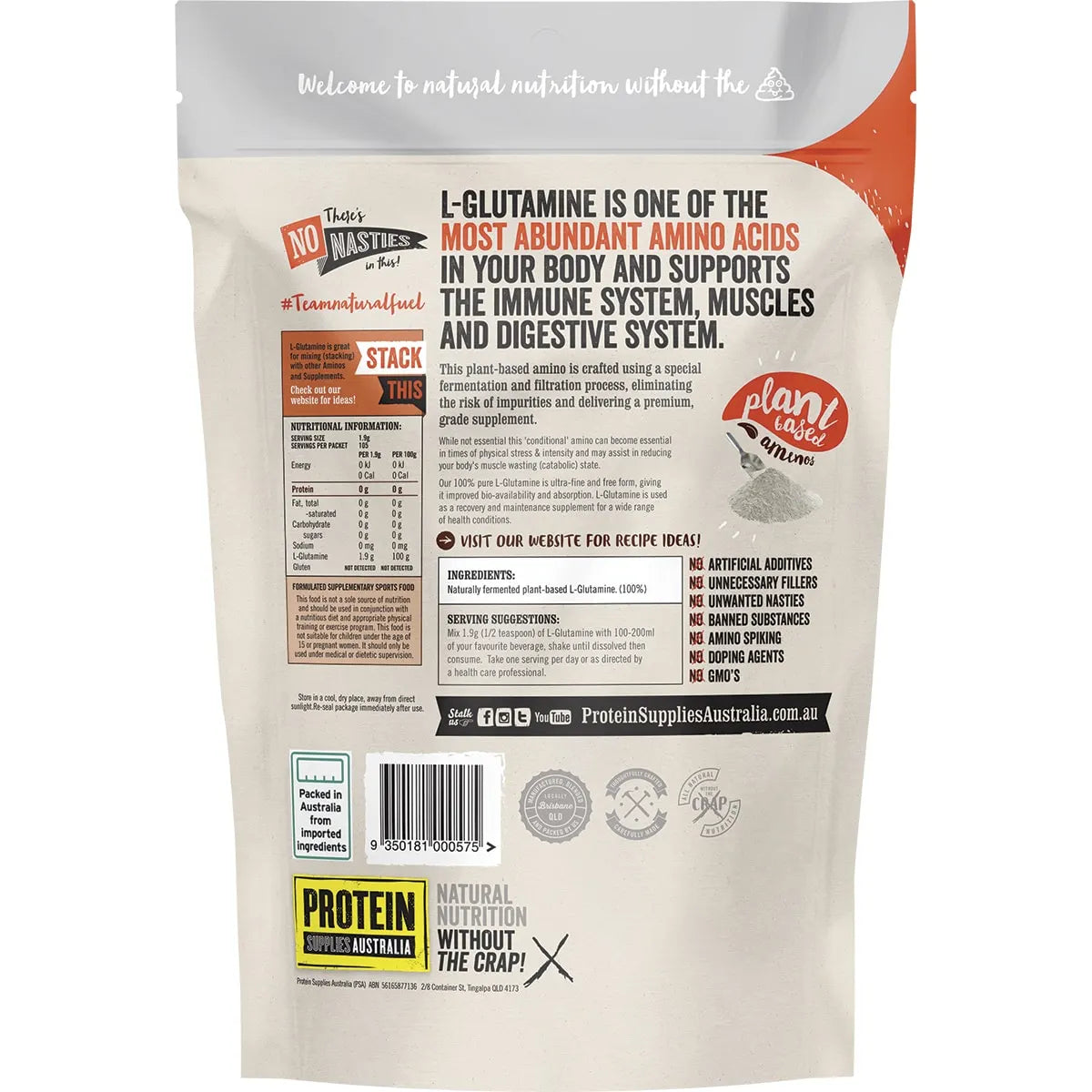 L-Glutamine Plant-Based Pure 200g2