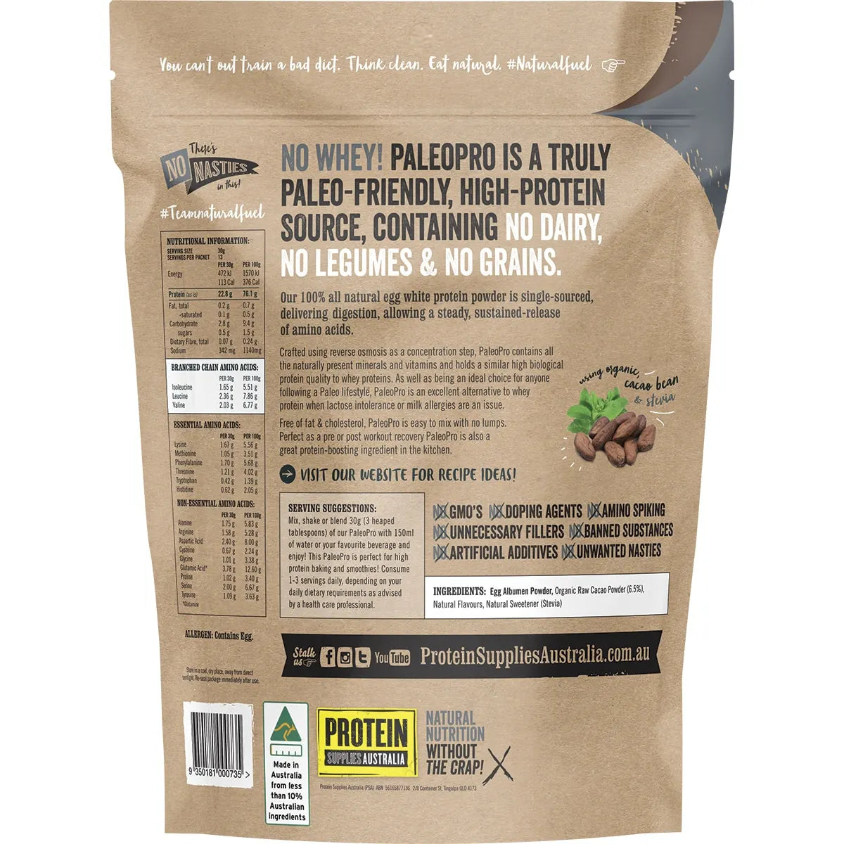 Paleo Pro Egg White Protein Chocolate 400g