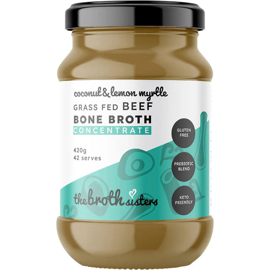 The Broth Sisters
Beef Bone Broth Concentrate Coconut & Lemon Myrtle 420g