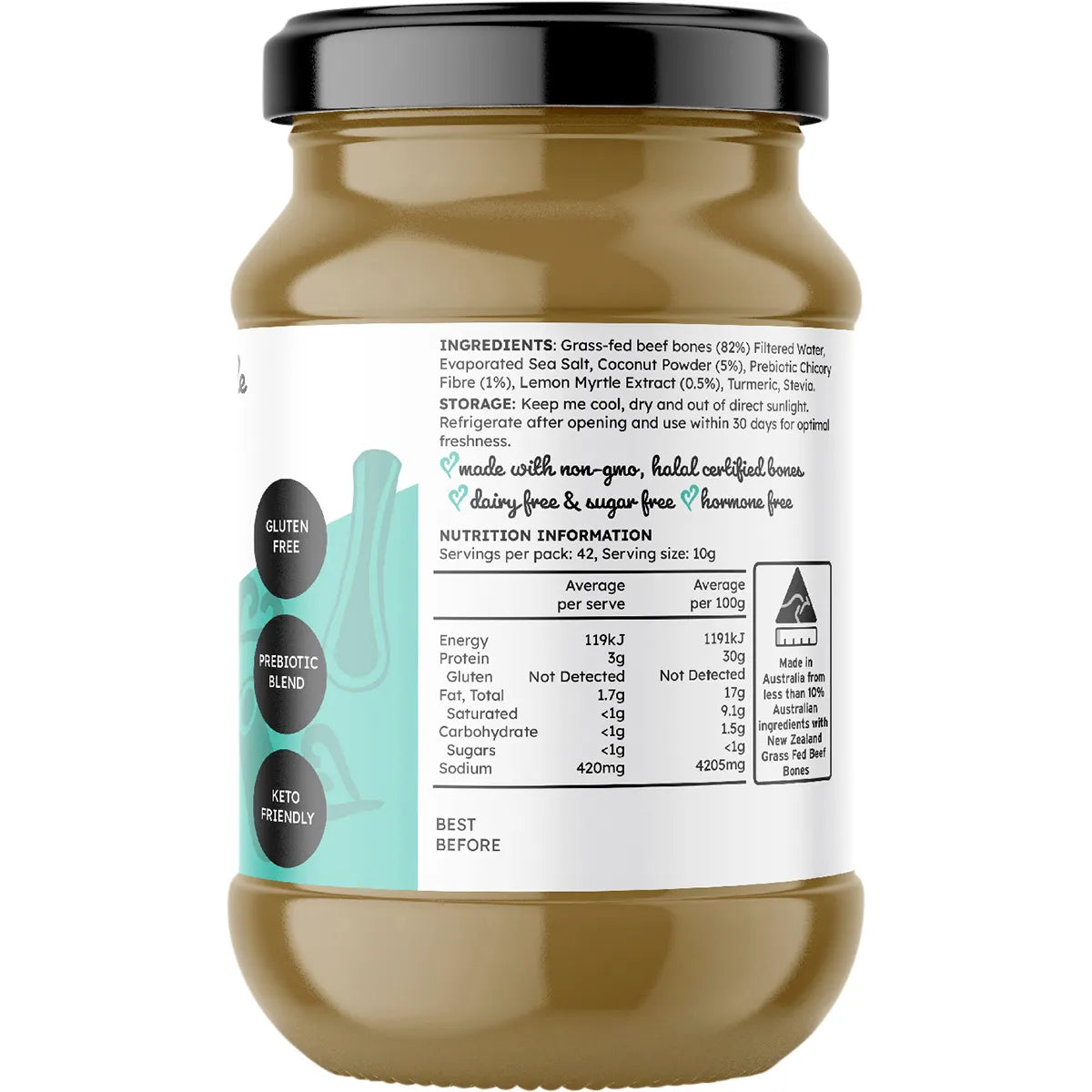 The Broth Sisters
Beef Bone Broth Concentrate Coconut & Lemon Myrtle 420g
