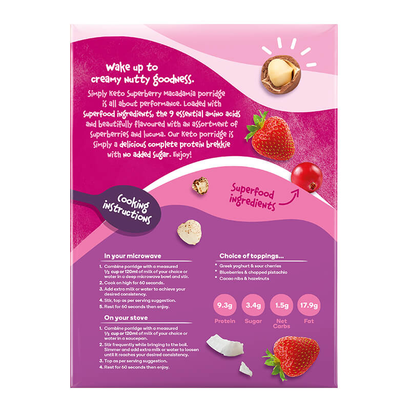Keto Superberry Macadamia Porridge 240g