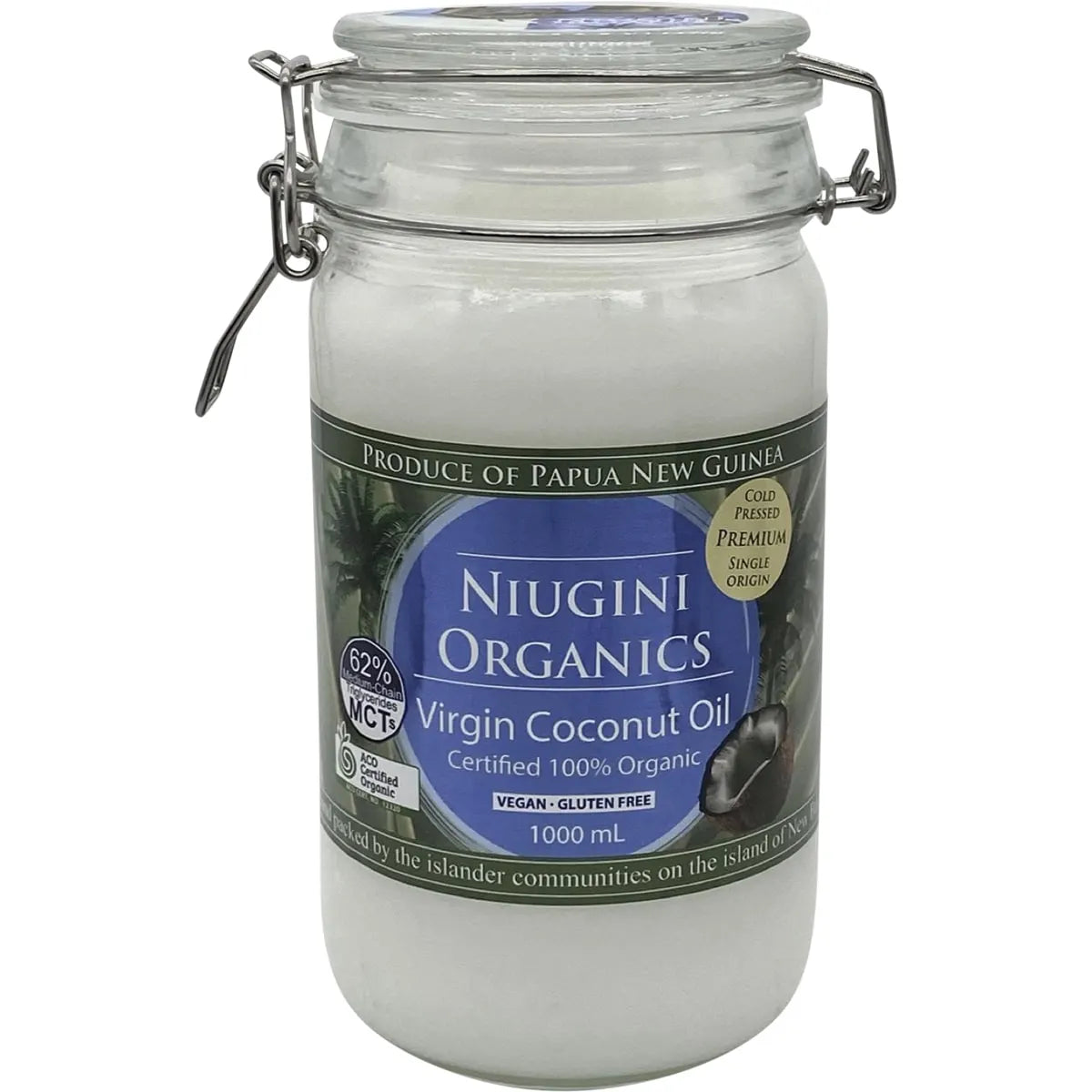 100% Pure Certified Organic Virgin Coconut Oil 1L