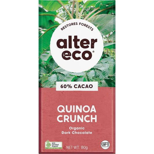 Organic Quinoa Crunch 60% Dark Chocolate 80g front