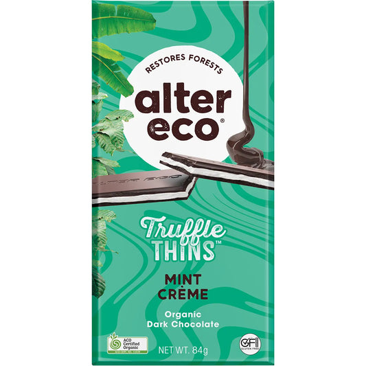 Organic Mint Creme Dark Chocolate Truffle Thins 84g front