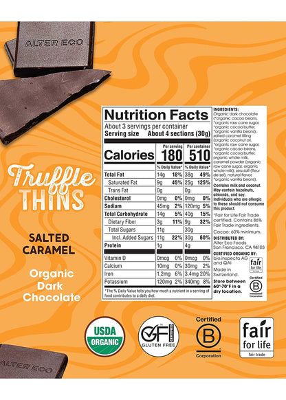 Organic Salted Caramel Dark Chocolate Truffle Thins 84g