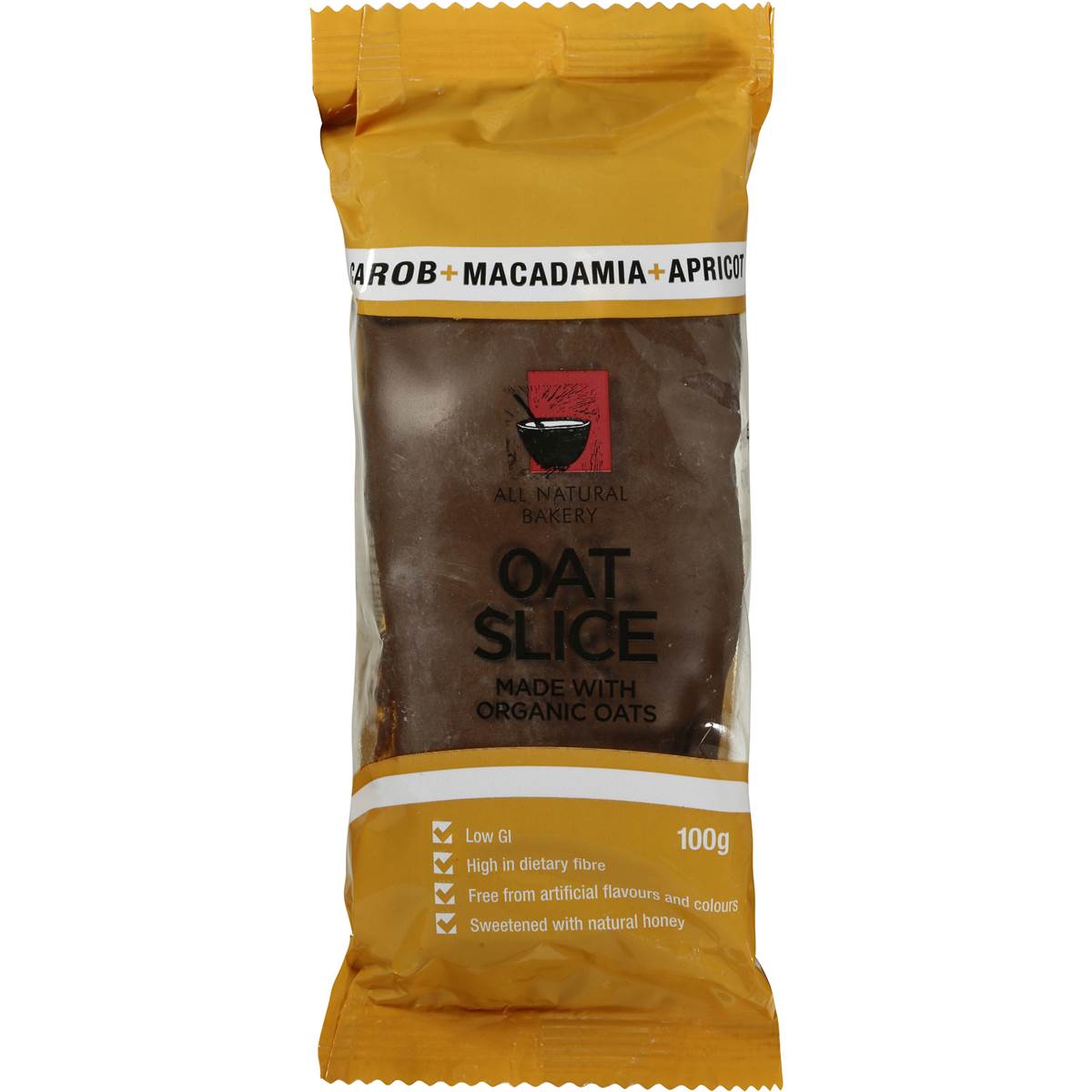 Oat Slice Carob, Macadamia & Apricot 100g