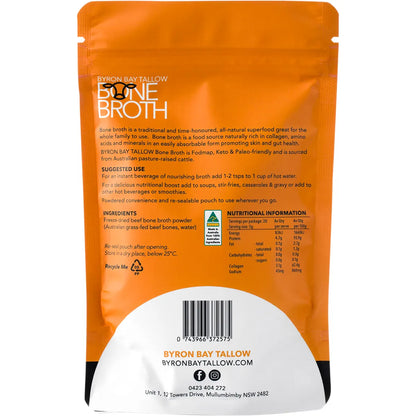 Byron Bay Tallow
Grass Fed Beef Bone Broth Powder 100g