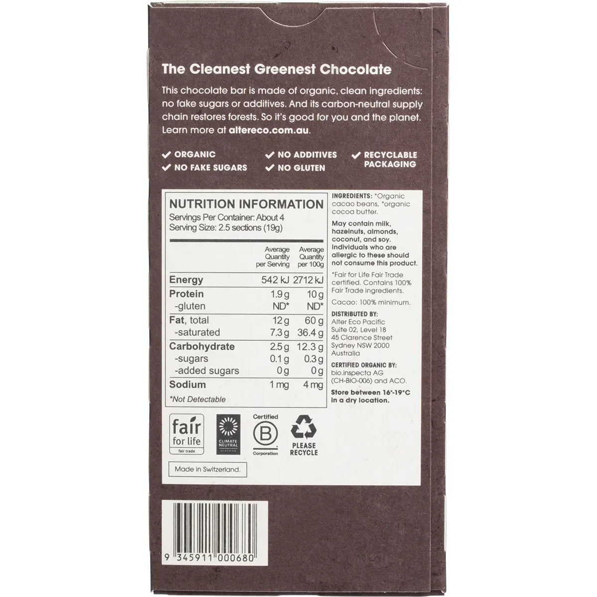 Total Blackout - Organic 100% Dark Chocolate 75g