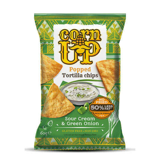 CornUp Popped Tortilla Chips - Sour Cream & Green Onion 60g