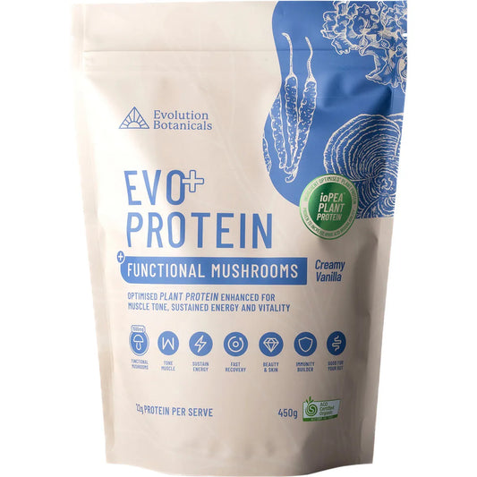 EVO+ Protein Functional Mushrooms Creamy Vanilla 450g1