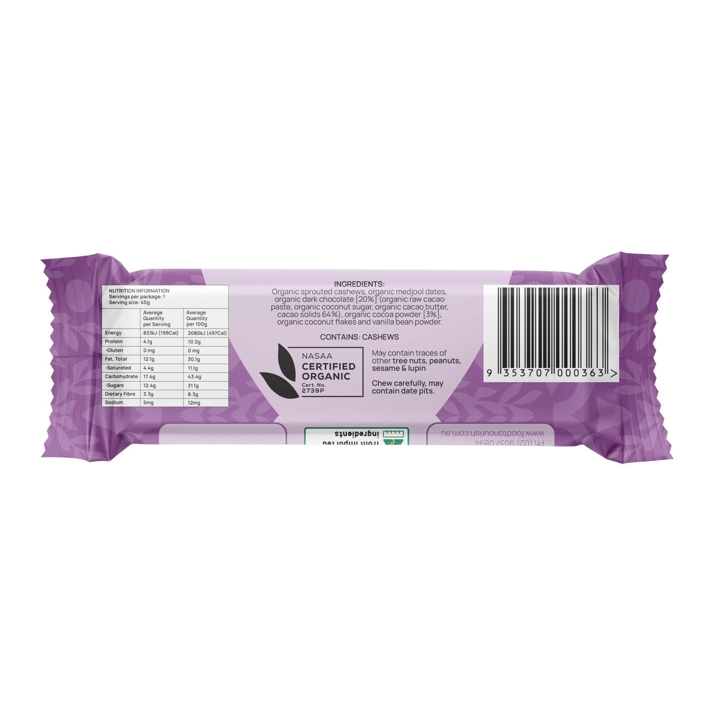 Bliss Bar Double Choc 40g back