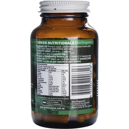 Green Calcium Vegan Capsules 600mg 60 Caps back