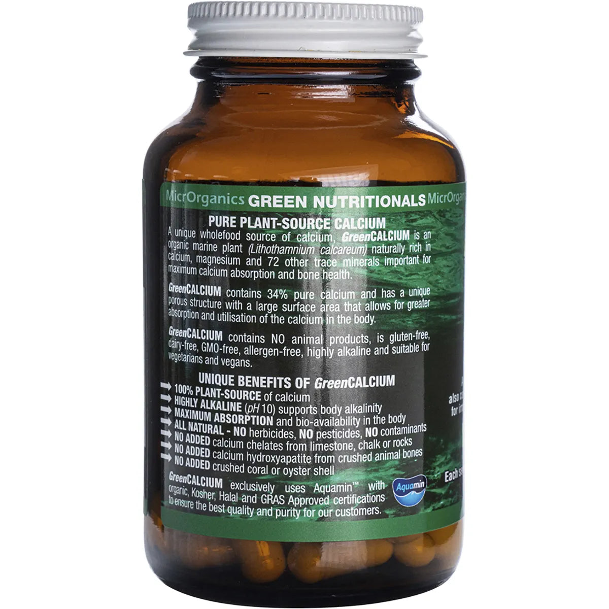 Green Calcium Vegan Capsules 600mg 60 Caps side