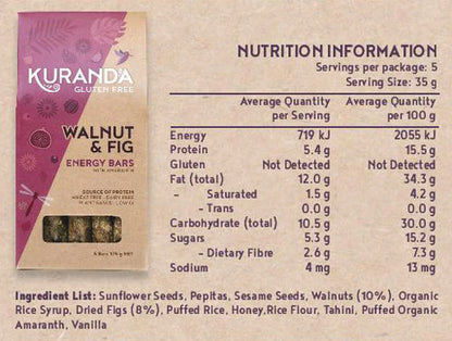 Gluten Free Energy Bars Walnut & Fig 35g x 10pack3