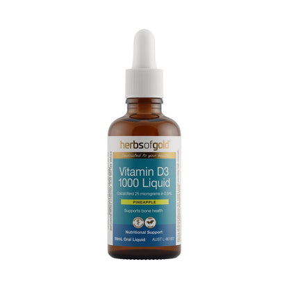 HERBS OF GOLD VITAMIN D3 1000 PINEAPPLE 50ML