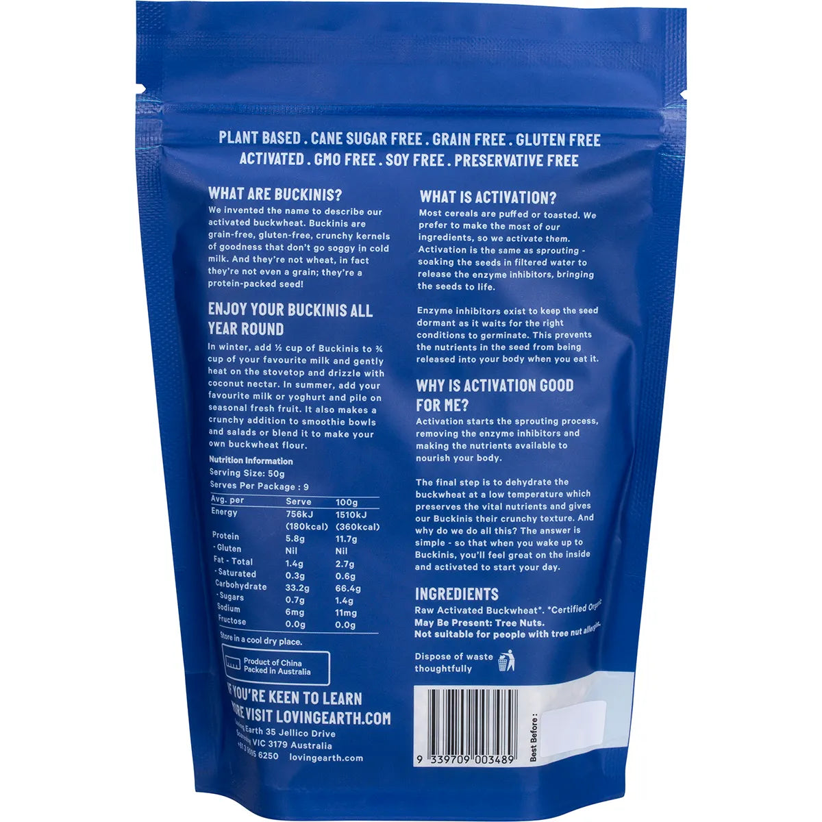 Buckinis Activated Buckwheat 450g