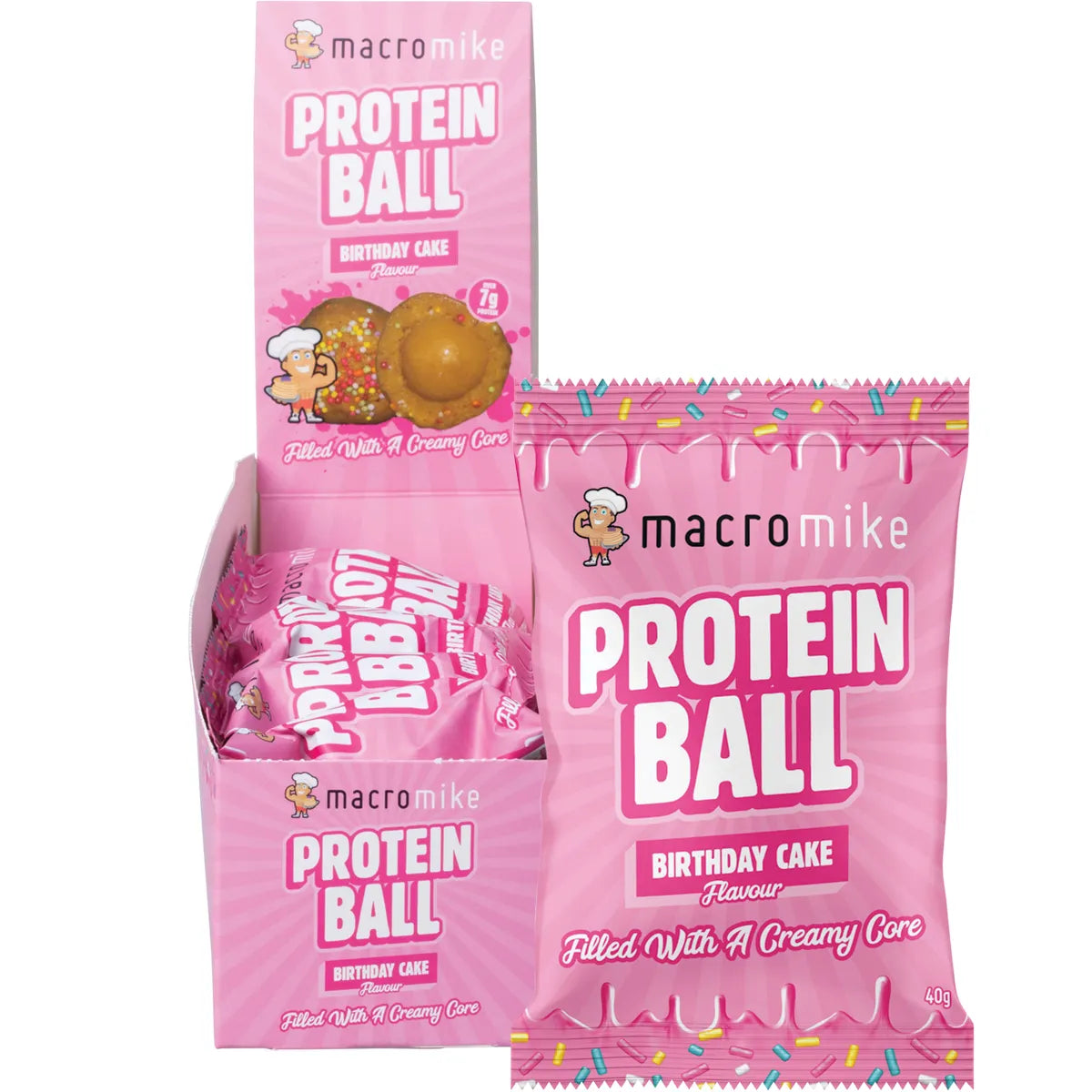 Macro Mike Protein Ball Birthday Cake box