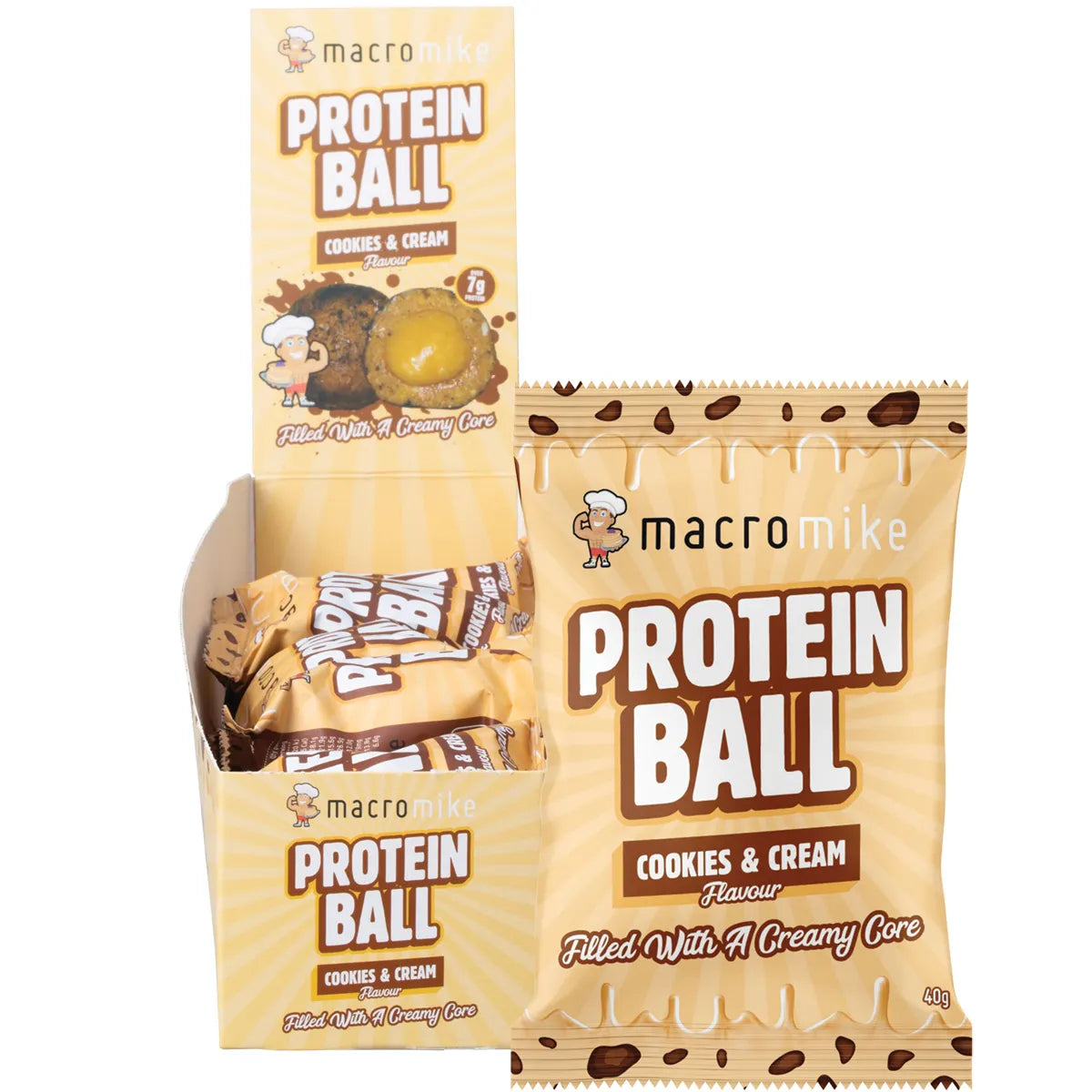 Macro Mike Protein Ball Cookies & Cream box