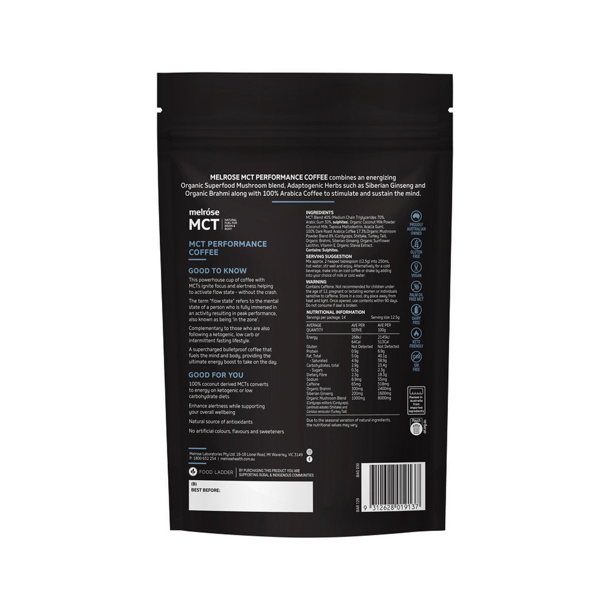 MCT Performance Coffee (100% Dark Roast Arabica Coffee) 175g2