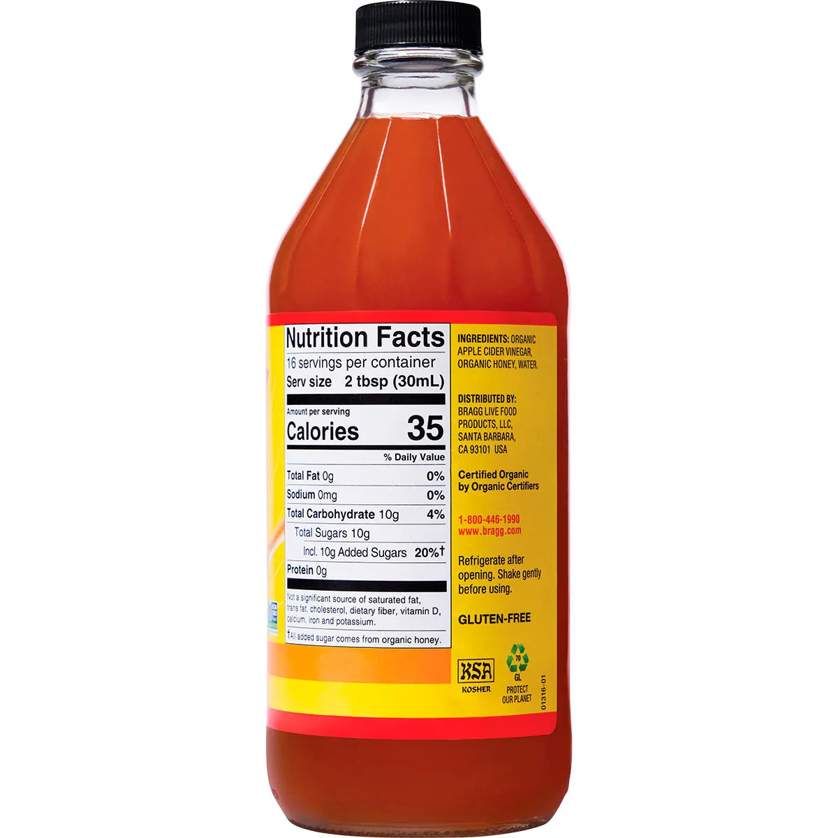 Organic Apple Cider Vinegar & Honey Unfiltered with The Mother 473ml