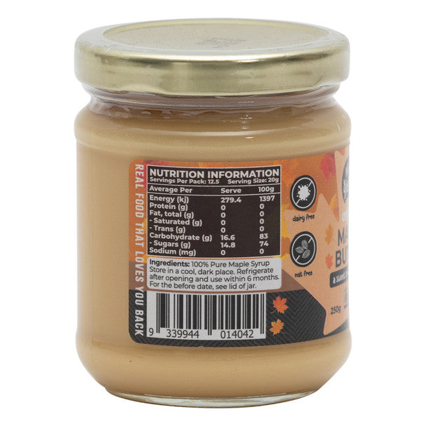 Organic Maple Butter 250g back