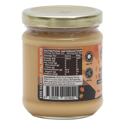 Organic Maple Butter 250g back