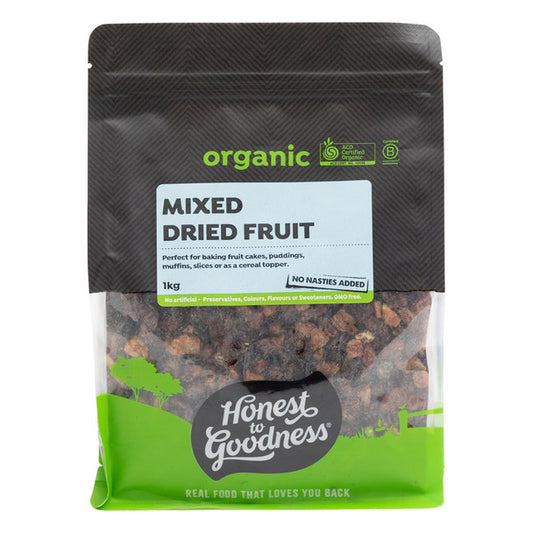 Organic Mixed Dried Fruit 1KG front