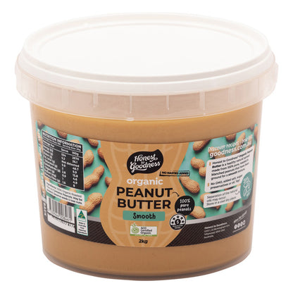 Organic Smooth Peanut Butter 2KG front