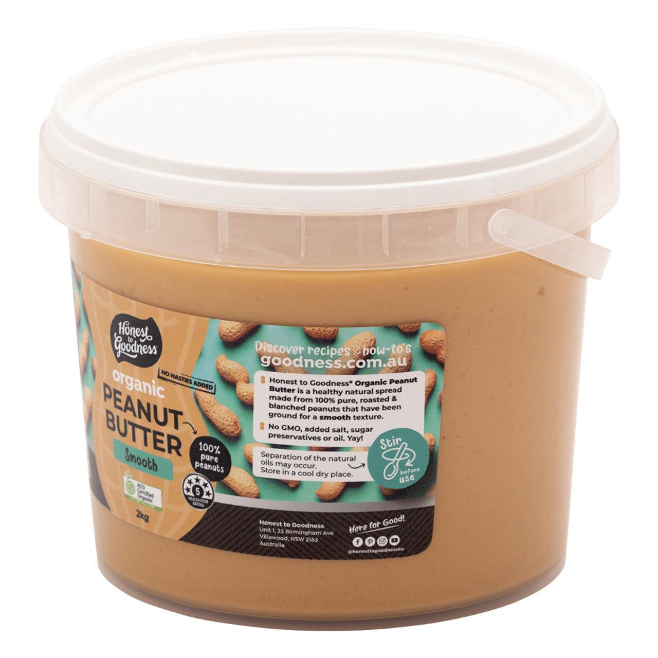 Organic Smooth Peanut Butter 2KG side