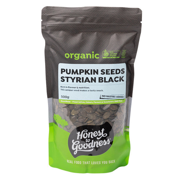 Organic Styrian Black Pumpkin Seeds 500g front