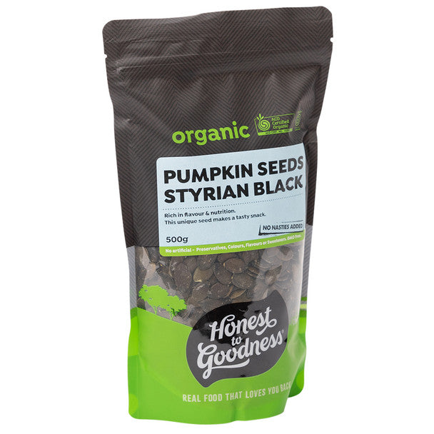 Organic Styrian Black Pumpkin Seeds 500g side