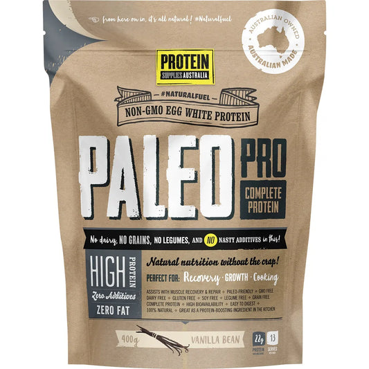 Paleo Pro Egg White Protein Vanilla Bean 400g front