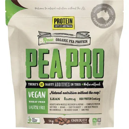 Organic Raw Pea Protein Powder Chocolate 1kg