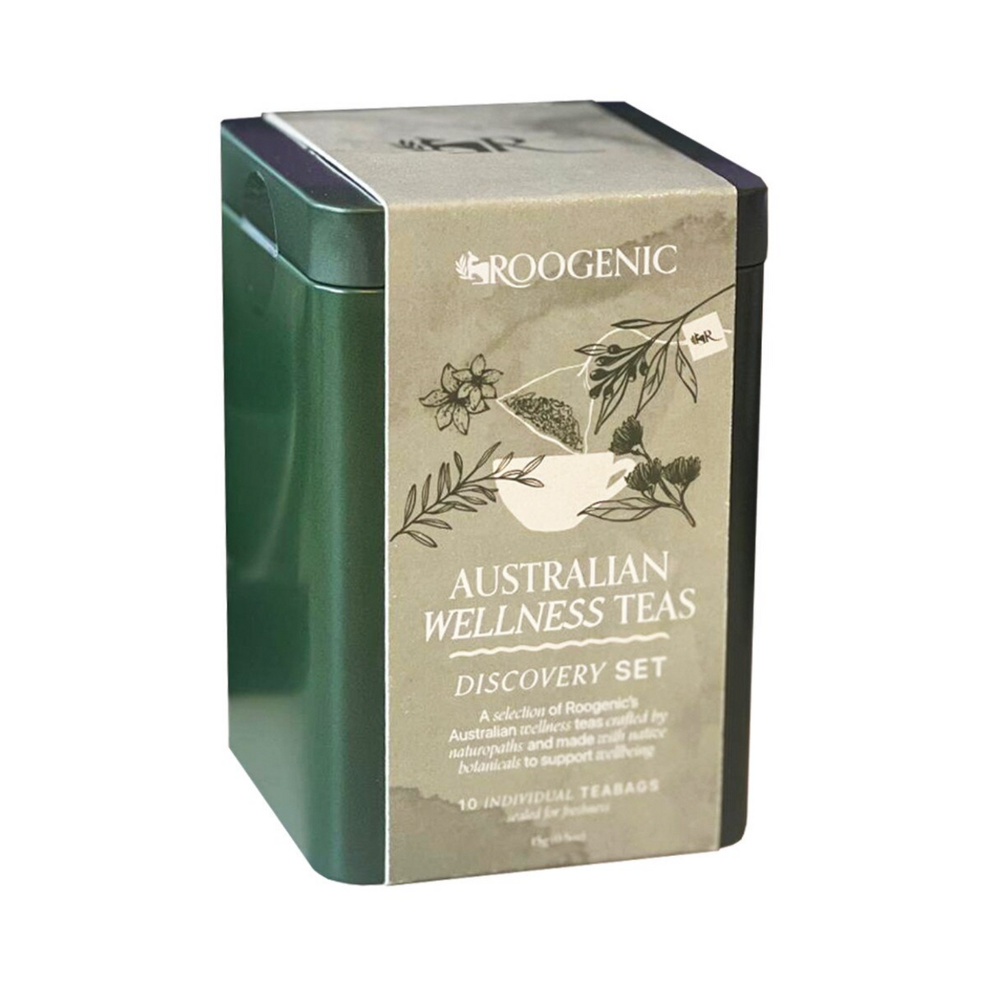 Roogenic Australia Australian Wellness Teas Discovery Set Tin x 10 Assorted Tea Bags