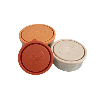 Set of 3 Round Nesting Stainless Steel Food Containers - Tricolour