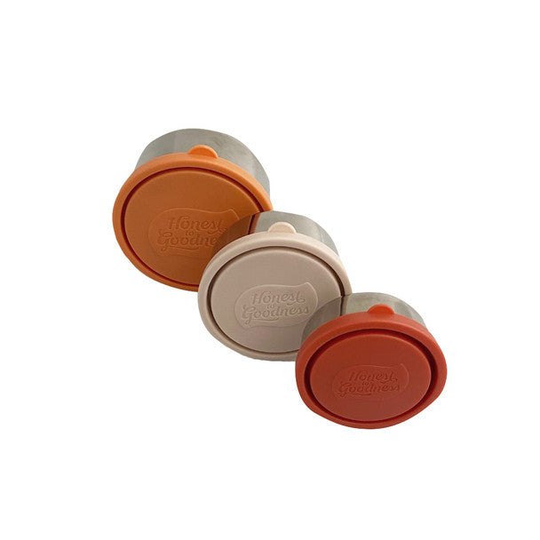 Set of 3 Round Nesting Stainless Steel Food Containers - Tricolour