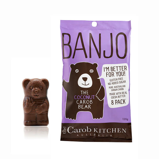 Carob Banjo Bear Coconut 8 Pk 120g